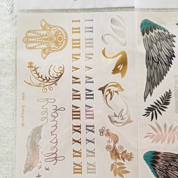 3 sheets Golden White Temporary Tattoo - Picture 5 of 16